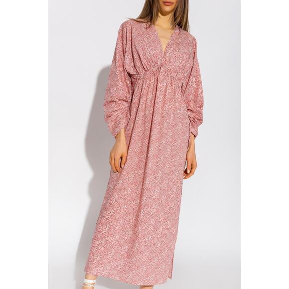 Birgitte Herskind Ryan Red Liberty Floral Organic Cotton Midi Dress Cottagecore - Picture 1 of 12